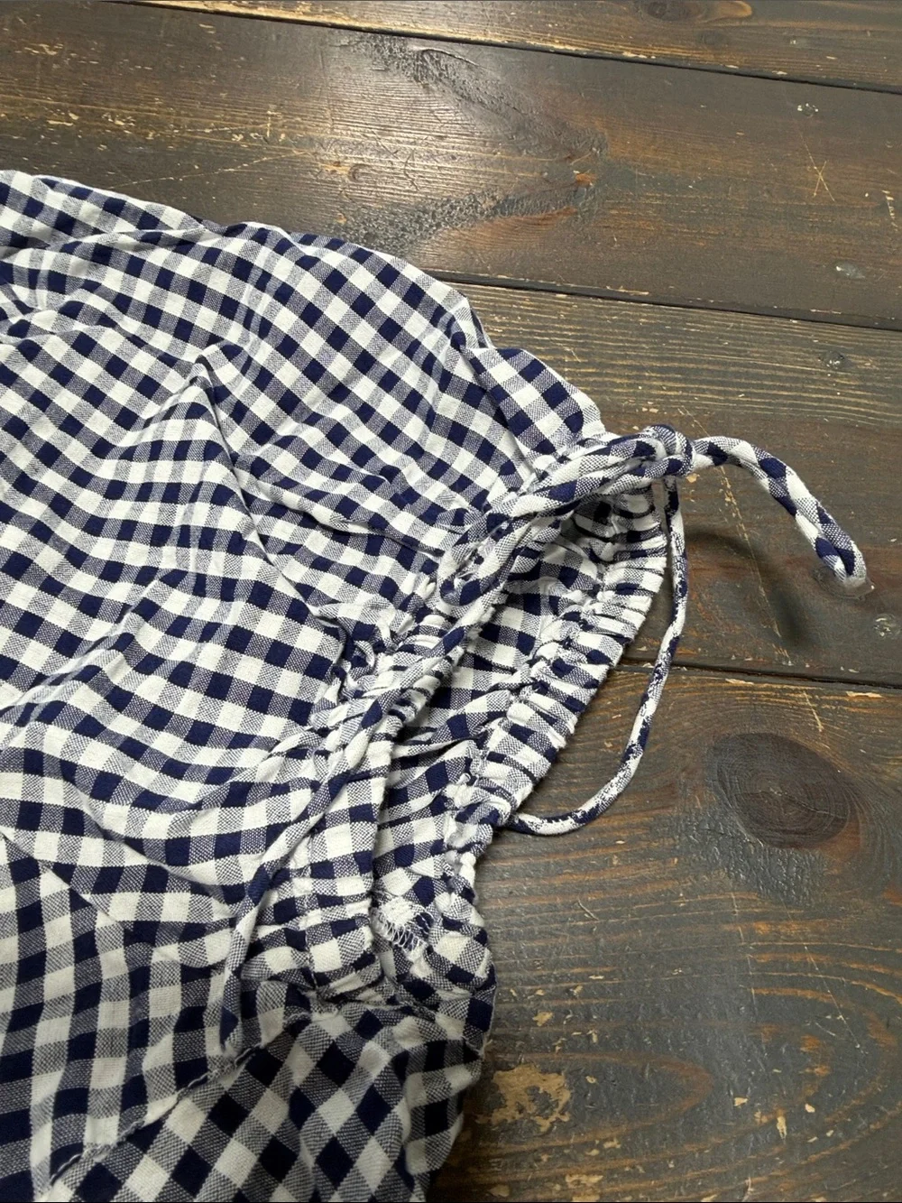 Farley Gingham Split V-Neck Short Sleeve Tunic - S